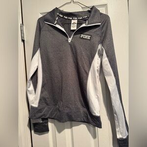 Victoria's Secret Pink Gray and White Zip Pullover